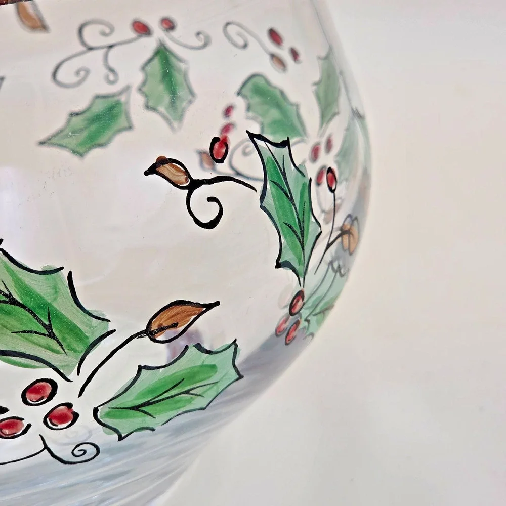 Home for the Holidays Holly Holiday Clear Glass Bowl Medium 205150 Vintage 1999